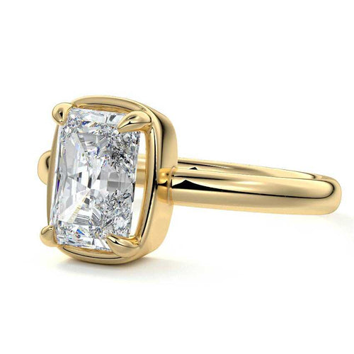 Maelle radiant prong set solitaire lab grown diamond engagement ring in yellow gold