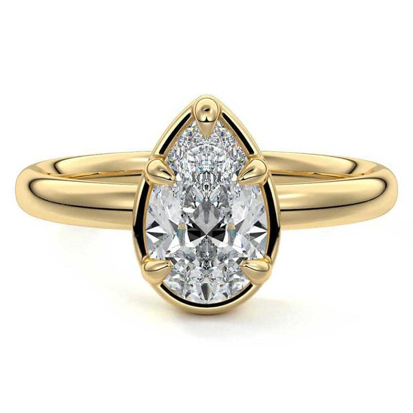 Maelle - Pear Bezel Solitaire Lab Grown Diamond Engagement Ring