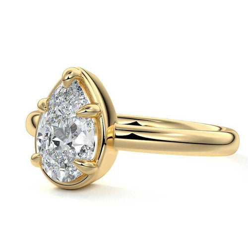 Maelle - Pear Yellow Gold Engagement Ring Detail View | Nura Lab