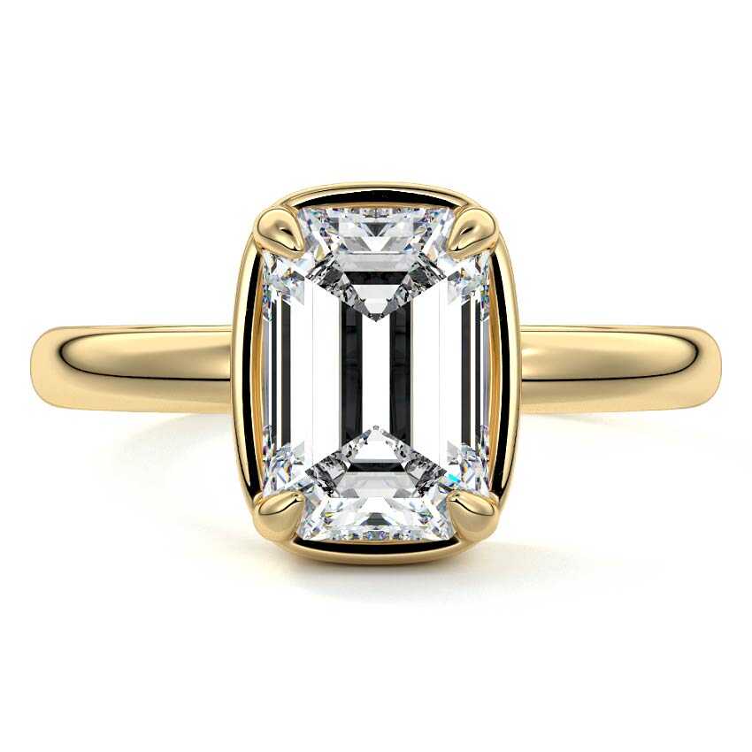 Maelle - Emerald Cut Yellow Gold Lab Grown Diamond Engagement Ring | Nura Lab