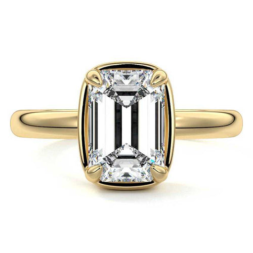 Maelle - Emerald Cut Yellow Gold Lab Grown Diamond Engagement Ring | Nura Lab