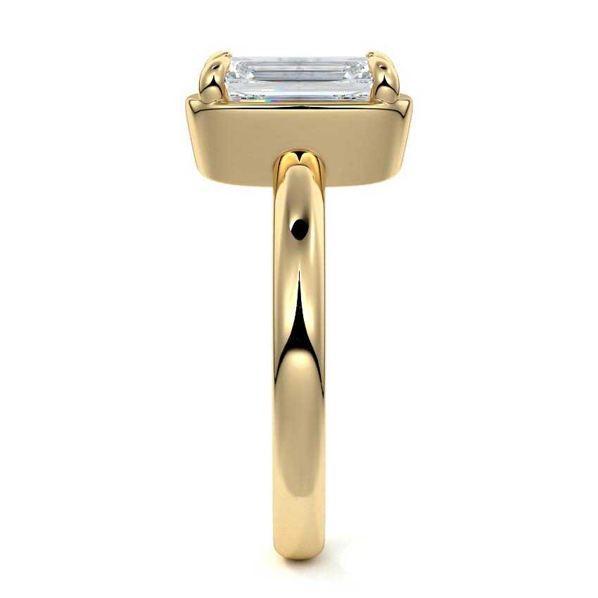 Maelle - Emerald Cut Yellow Gold Engagement Ring Side View | Nura Lab