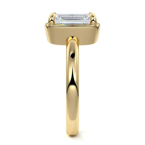 Maelle - Emerald Cut Yellow Gold Engagement Ring Side View | Nura Lab