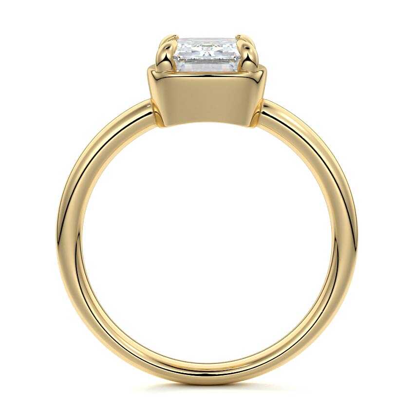 Maelle - Emerald Cut Yellow Gold Engagement Ring Profile View | Nura Lab