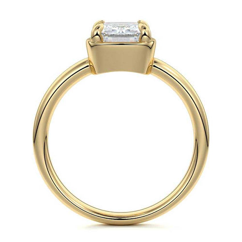 Maelle - Emerald Cut Yellow Gold Engagement Ring Profile View | Nura Lab