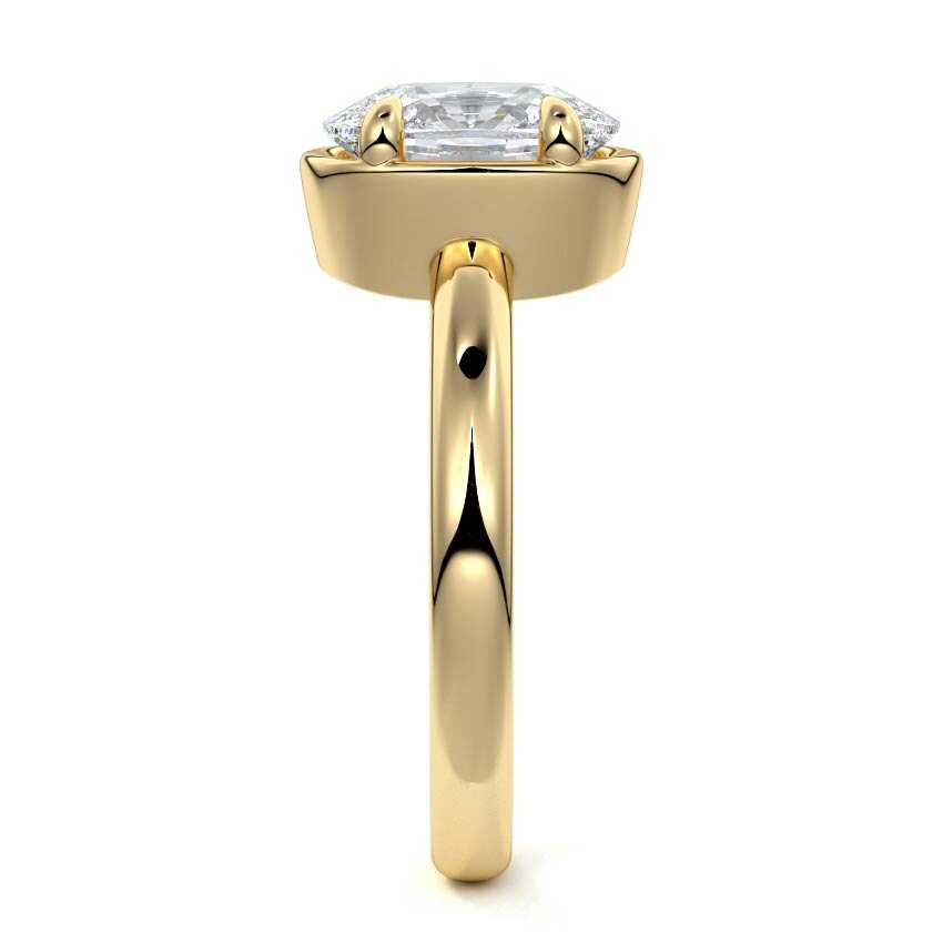 Maelle - Cushion Yellow Gold Engagement Ring Side View | Nura Lab