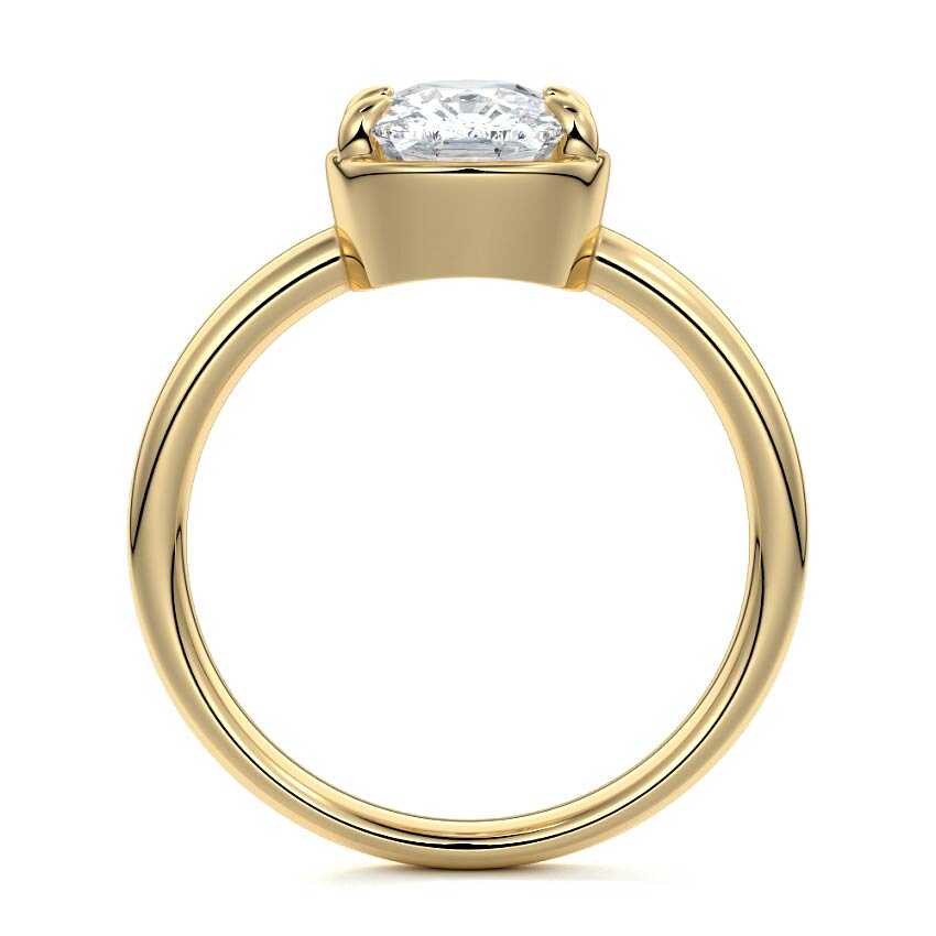Maelle - Cushion Yellow Gold Engagement Ring Profile View | Nura Lab