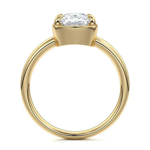 Maelle - Cushion Yellow Gold Engagement Ring Profile View | Nura Lab