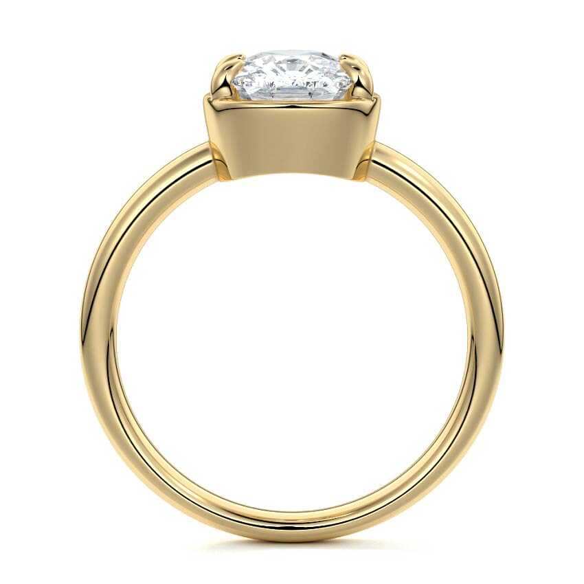 Maelle cushion bezel solitaire lab grown diamond engagement ring in yellow gold