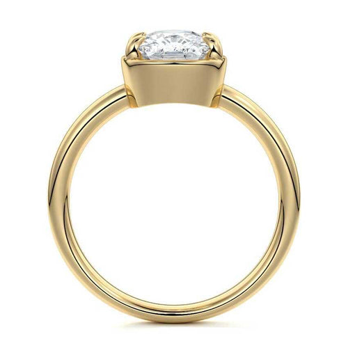 Maelle cushion bezel solitaire lab grown diamond engagement ring in yellow gold