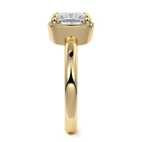 Maelle princess prong set solitaire lab grown diamond engagement ring in yellow gold
