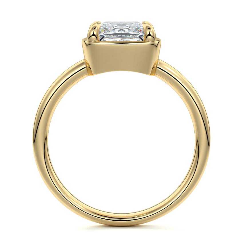 Maelle - Princess Yellow Gold Engagement Ring Profile View | Nura Lab