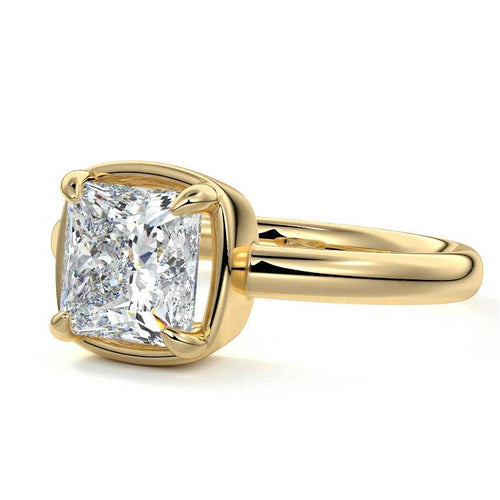 Maelle - Princess Yellow Gold Engagement Ring Detail View | Nura Lab