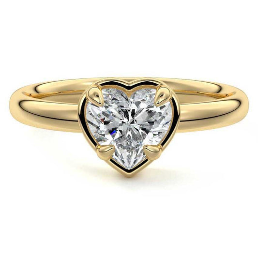 Maelle heart bezel solitaire lab grown diamond engagement ring in yellow gold