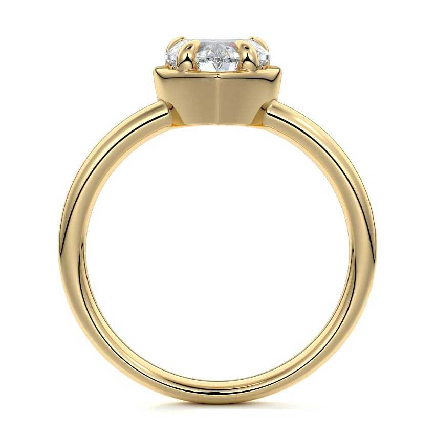 Maelle - Heart Yellow Gold Engagement Ring Profile View | Nura Lab