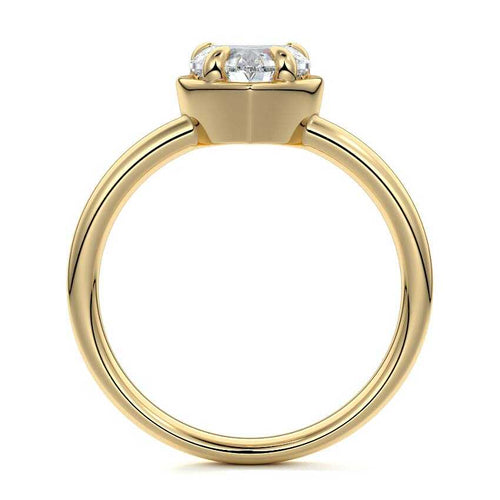 Maelle - Heart Yellow Gold Engagement Ring Profile View | Nura Lab