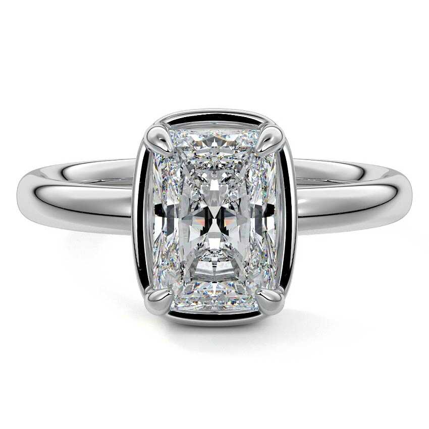 Maelle radiant prong set solitaire lab grown diamond engagement ring in white gold