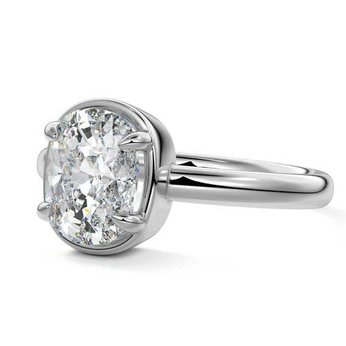 Maelle cushion bezel solitaire lab grown diamond engagement ring in white gold