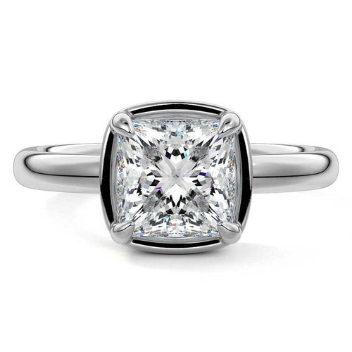 Maelle princess prong set solitaire lab grown diamond engagement ring in white gold