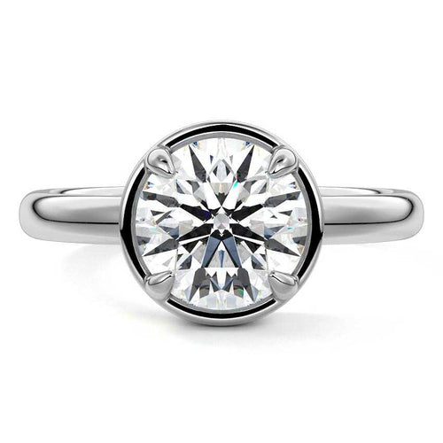 Maelle round bezel solitaire lab grown diamond engagement ring in platinum