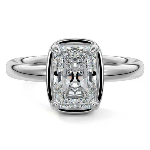 Maelle radiant bezel solitaire lab grown diamond engagement ring in platinum