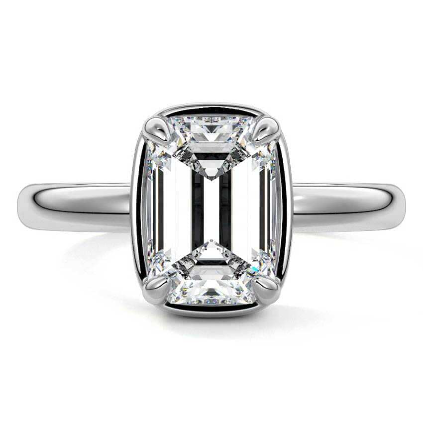 Maelle emerald cut bezel solitaire lab grown diamond engagement ring in platinum
