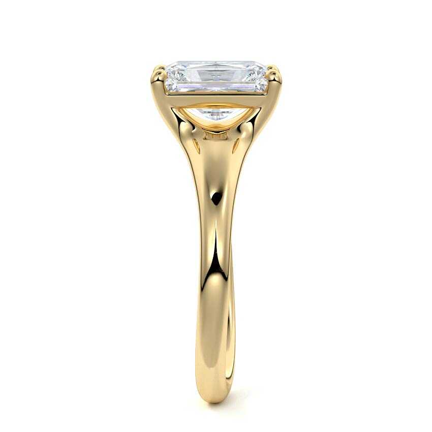Maia - Radiant Yellow Gold Engagement Ring Side View | Nura Lab