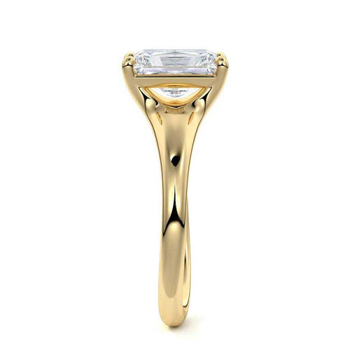 Maia - Radiant Yellow Gold Engagement Ring Side View | Nura Lab