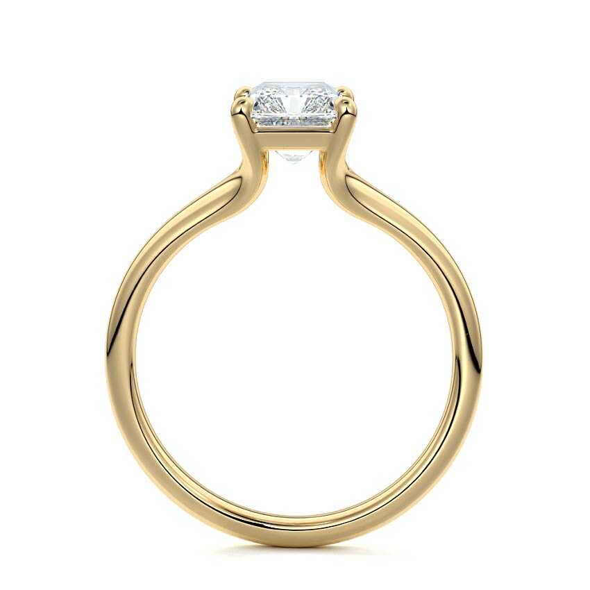 Maia radiant tapered solitaire lab grown diamond engagement ring in yellow gold