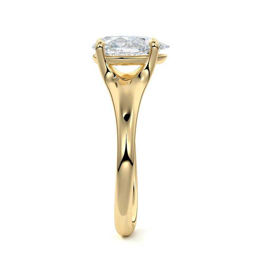 Maia pear tapered solitaire lab grown diamond engagement ring in yellow gold