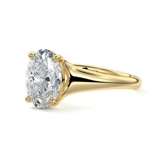 Maia - Oval Yellow Gold Engagement Ring Detail View | Nura Lab