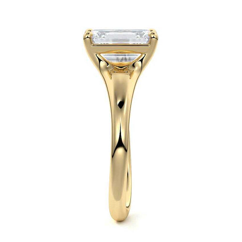Maia - Emerald Cut Yellow Gold Engagement Ring Side View | Nura Lab