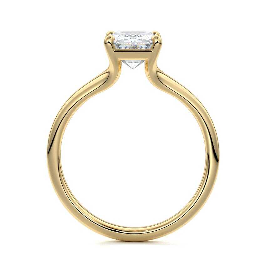 Maia - Emerald Cut Yellow Gold Engagement Ring Profile View | Nura Lab