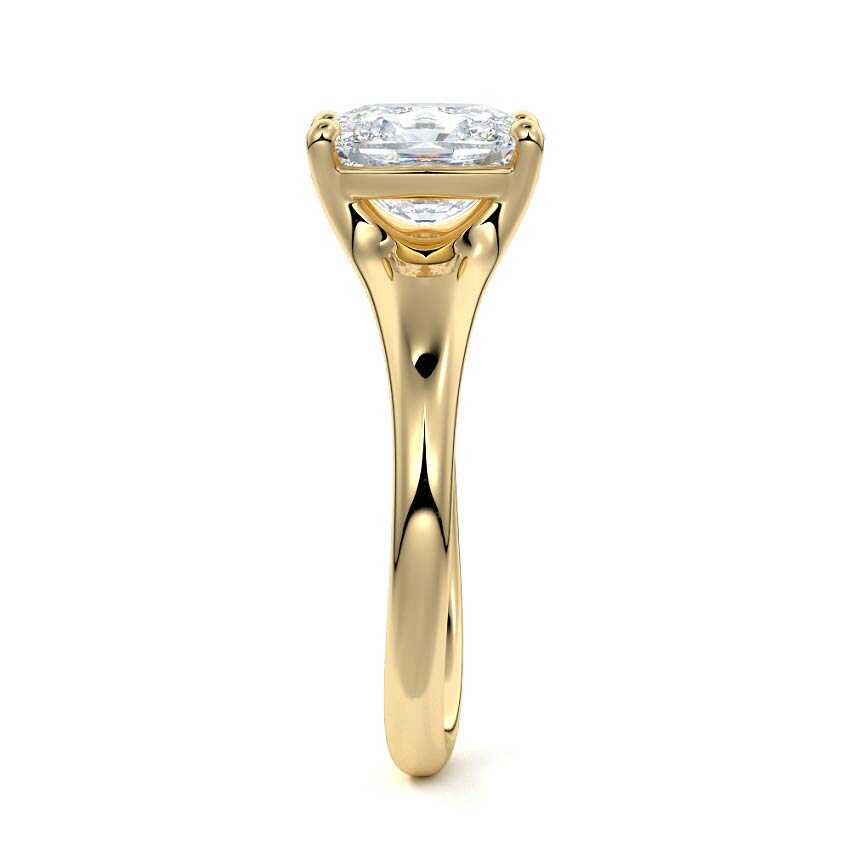 Maia - Cushion Yellow Gold Engagement Ring Side View | Nura Lab
