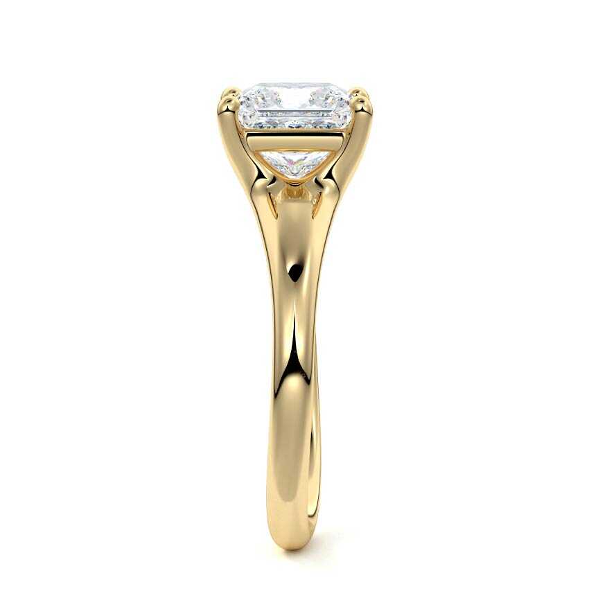 Maia - Princess Yellow Gold Engagement Ring Side View | Nura Lab