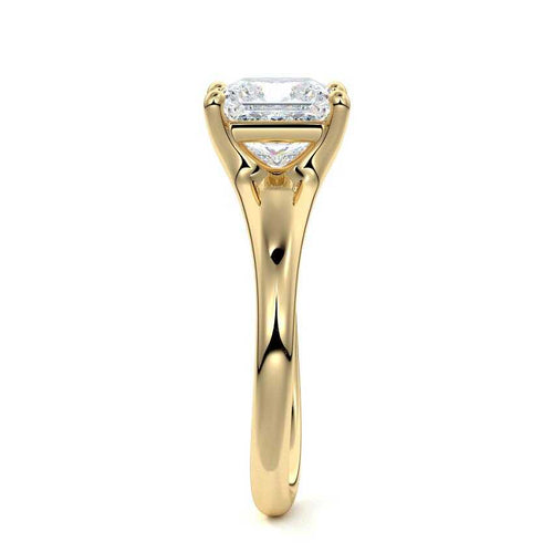 Maia - Princess Yellow Gold Engagement Ring Side View | Nura Lab
