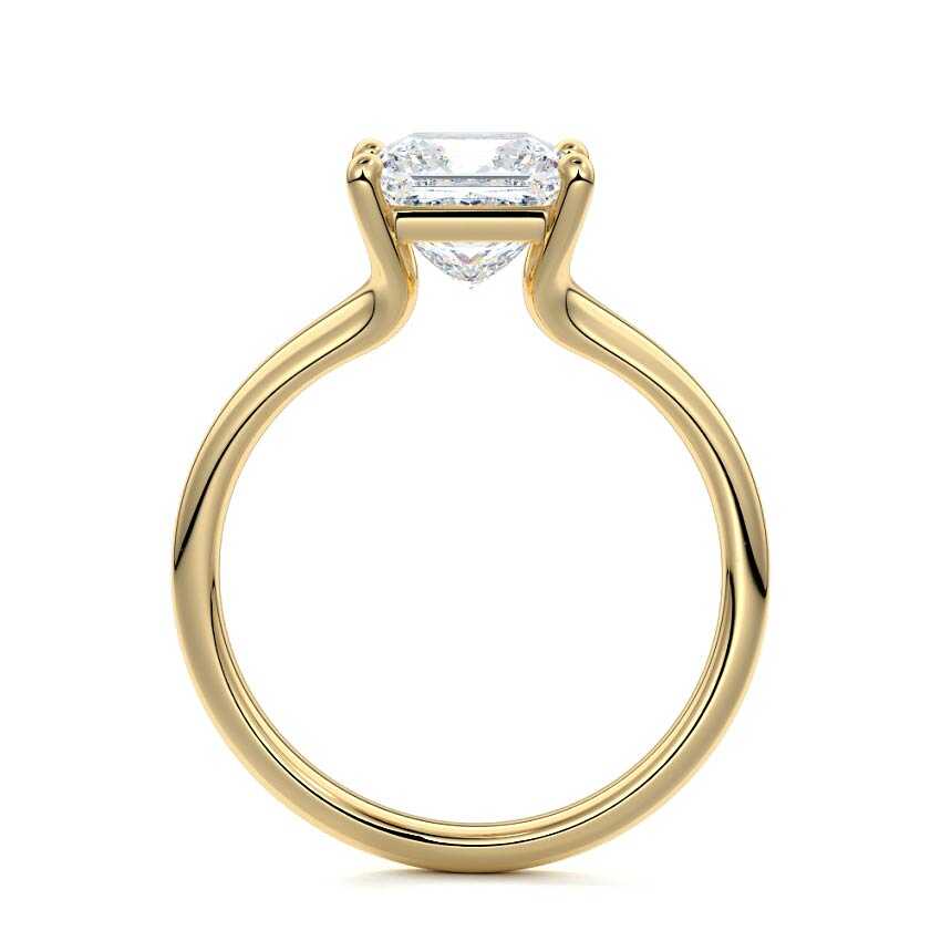 Maia - Princess Yellow Gold Engagement Ring Profile View | Nura Lab