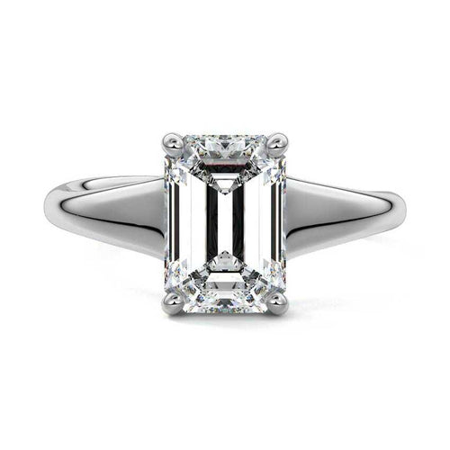 Maia - Emerald Cut White Gold Lab Grown Diamond Engagement Ring | Nura Lab