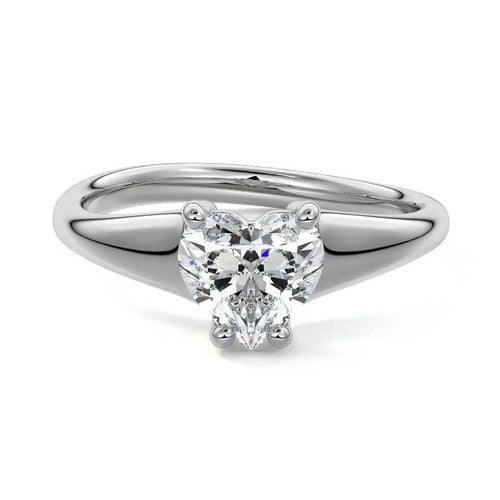 Maia heart tapered solitaire lab grown diamond engagement ring in platinum