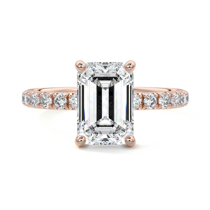 Melina - Emerald Cut Rose Gold Lab Grown Diamond Engagement Ring | Nura Lab
