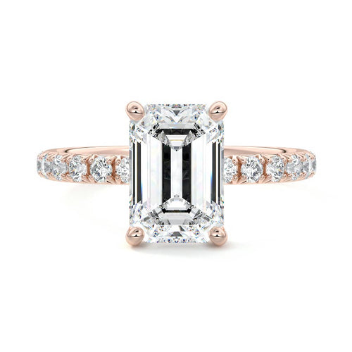 Melina - Emerald Cut Rose Gold Lab Grown Diamond Engagement Ring | Nura Lab