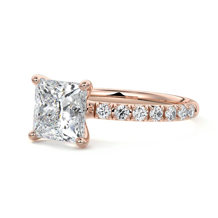 Melina - Princess Rose Gold Lab Grown Diamond Engagement Ring | Nura Lab