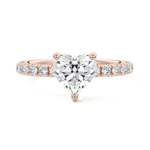 Melina - Heart Rose Gold Lab Grown Diamond Engagement Ring | Nura Lab