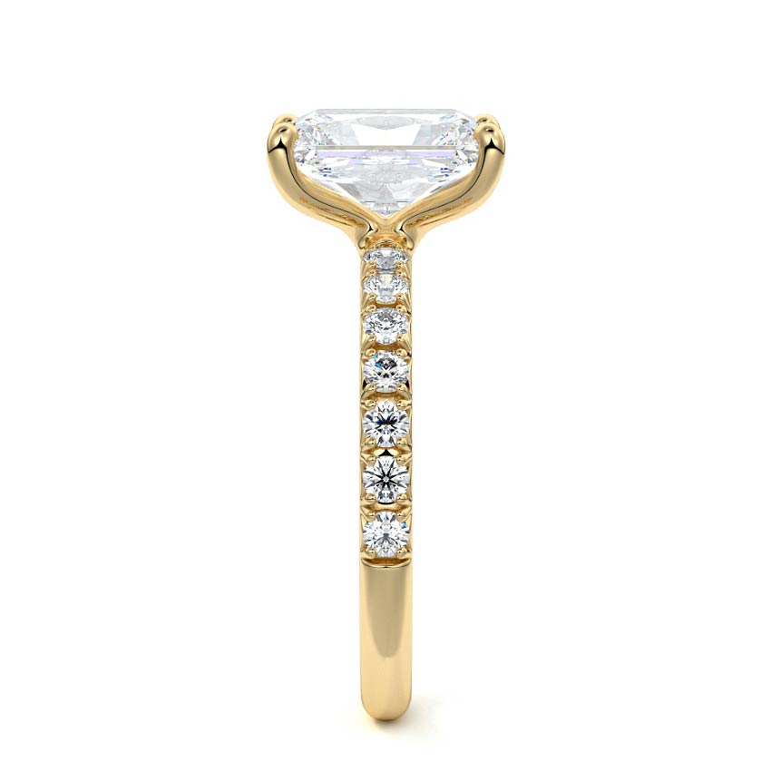 Melina - Radiant Yellow Gold Engagement Ring Side View | Nura Lab