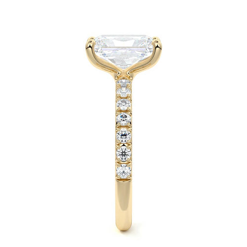 Melina - Radiant Yellow Gold Engagement Ring Side View | Nura Lab