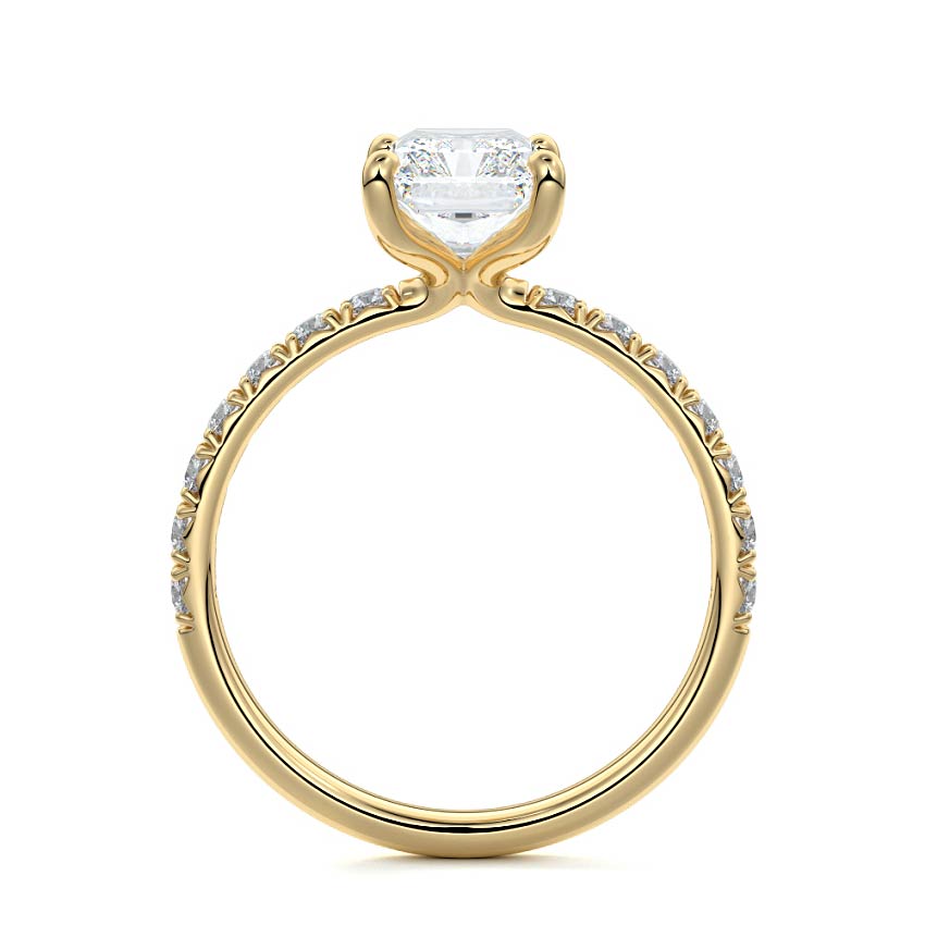 Melina - Radiant Yellow Gold Engagement Ring Profile View | Nura Lab