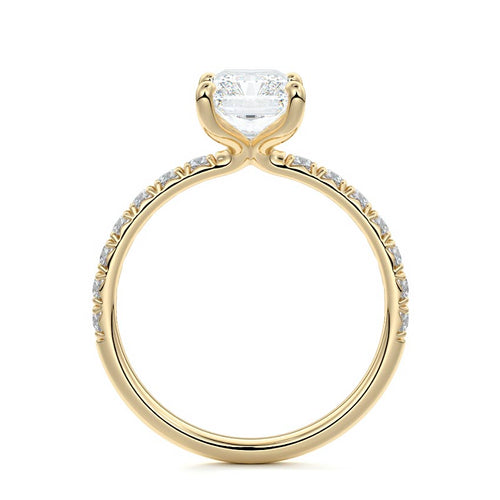 Melina - Radiant Yellow Gold Engagement Ring Profile View | Nura Lab