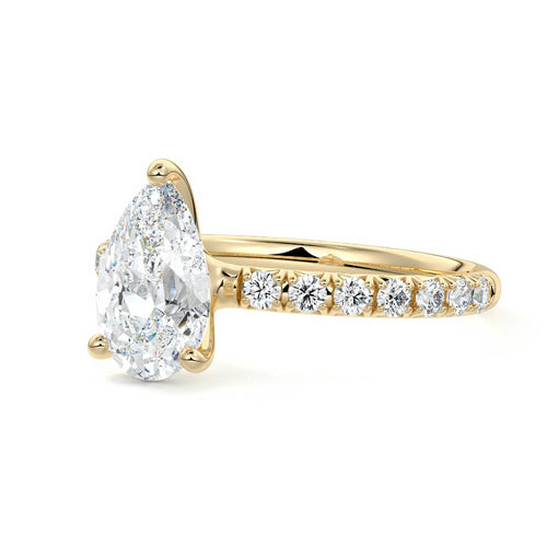 Melina - Pear Yellow Gold Lab Grown Diamond Engagement Ring | Nura Lab