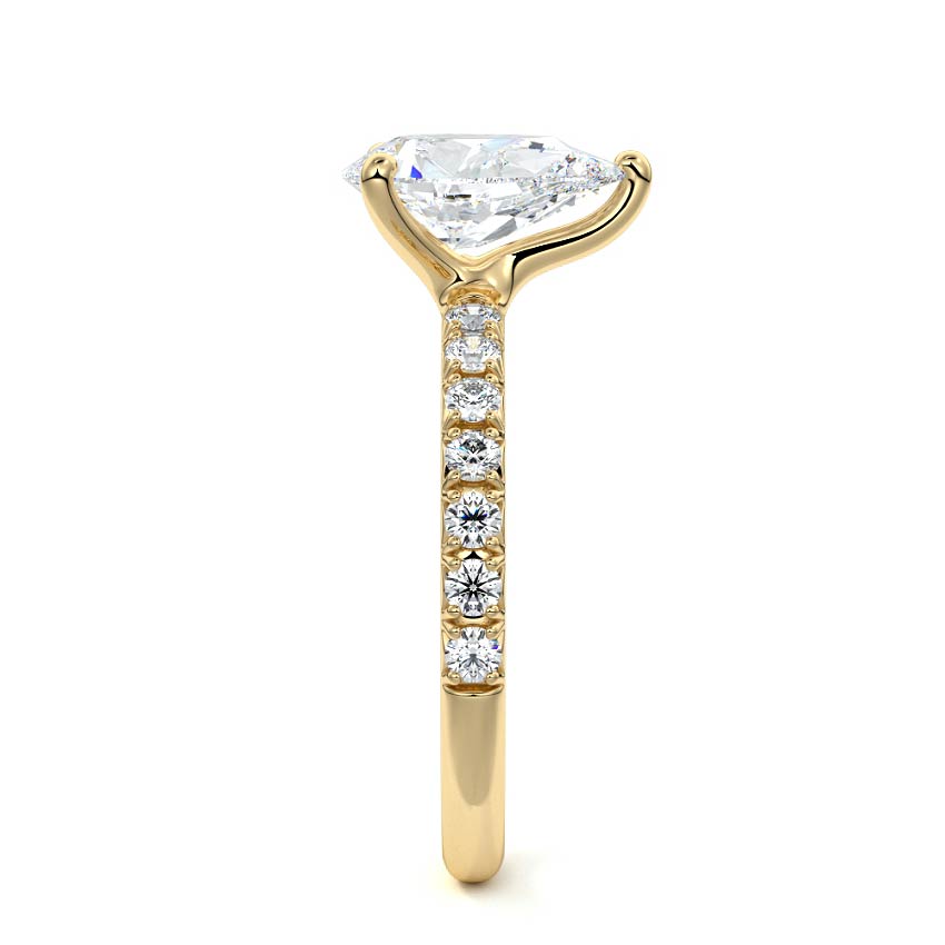 Melina - Pear Yellow Gold Engagement Ring Side View | Nura Lab