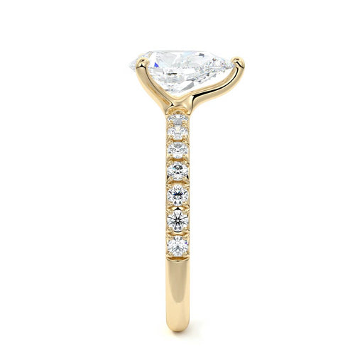 Melina - Pear Yellow Gold Engagement Ring Side View | Nura Lab